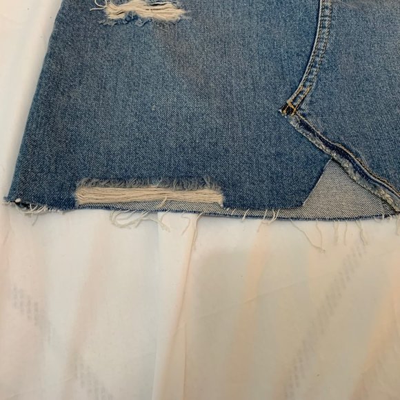 We The Free Hallie Distressed 100% Cotton Denim Mini Skirt Size 27 - Picture 7 of 13